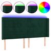 vidaXL Tăblie de pat cu LED, verde &icirc;nchis, 183x16x118/128 cm, catifea