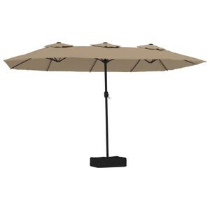 vidaXL Umbrelă de soare cu două capete, gri taupe, 449x265 cm