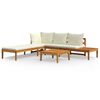 vidaXL Set mobilier grădină perne alb/crem, 3 piese, lemn de acacia