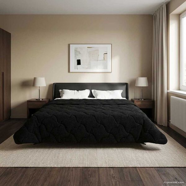 vidaXL Duvet complet pe tot parcursul anului Patos Negru 220 x 240 cm