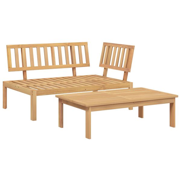 vidaXL Set de canapea cu pernă Simplu 2 pcs Gri Lemn Solid de Acacia
