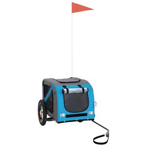 vidaXL Remorcă bicicletă animale companie, albastru/gri, oxford/fier