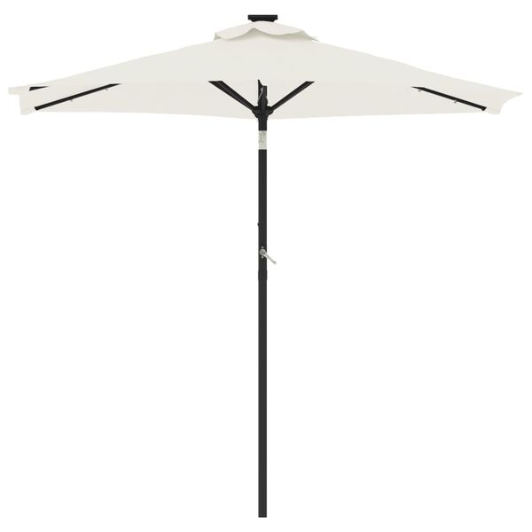 vidaXL Umbrelă soare de grădină st&acirc;lp din oțel/LED alb 225x225x212 cm