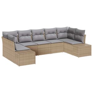vidaXL Set de canapele pentru grădină 7 pcs Beige și gri deschis