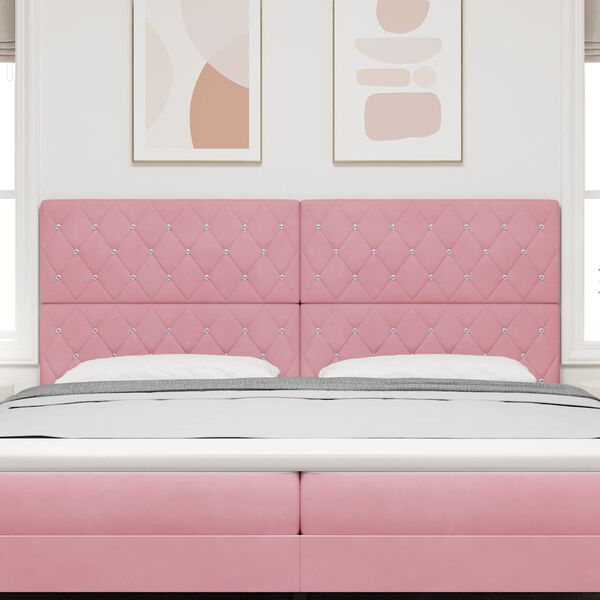 vidaXL Tăblie LED cu lumini cu bandă LED Manual Roz 200 cm Poliester