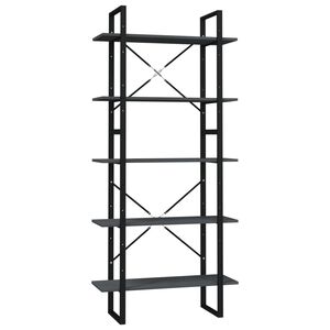 vidaXL Bibliotecă cu 5 rafturi, gri, 80x30x175 cm, lemn de pin