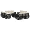 vidaXL Set de canapele pentru grădină 13 buc. Negru și Alb crem