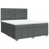 vidaXL Pat box spring cu saltea, gri &icirc;nchis, 200x200 cm, textil