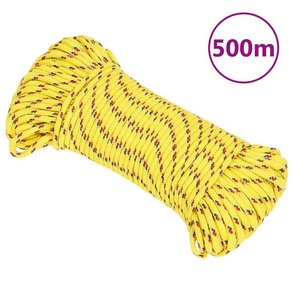 vidaXL Fr&acirc;nghie de barcă, galben, 5 mm, 500 m, polipropilenă