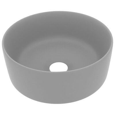 vidaXL Chiuvetă baie lux gri deschis mat 40x15 cm ceramică rotund