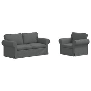 vidaXL Set de canapea 2 buc. Gri &icirc;nchis țesătură