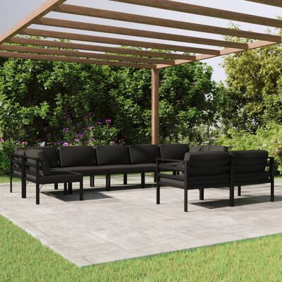 vidaXL Set mobilier de grădină cu perne, 9 piese, antracit, aluminiu