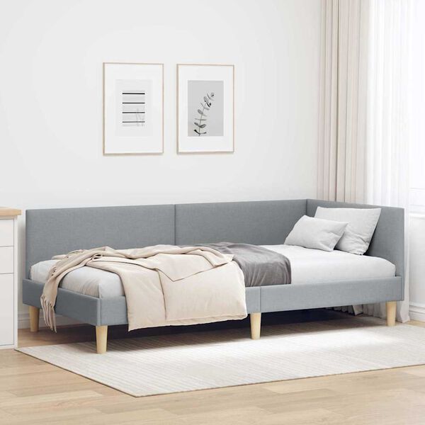 vidaXL Cadru de pat colțar cu headboard Gri deschis 80 cm x 200 cm