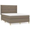 vidaXL Pat box spring cu saltea, gri taupe, 140x200 cm, textil