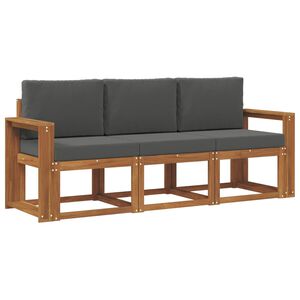 vidaXL Set de canapele de exterior cu pernă 3 pcs Natural și Antracit