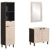 vidaXL Seturi de baie 3 pcs Finisaj Alb Spălat Lemn de mango solid