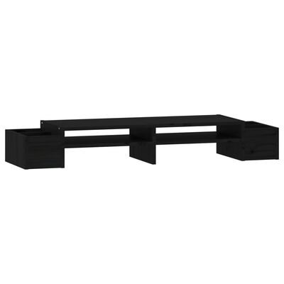 vidaXL Suport pentru monitor, negru, 100x27,5x15 cm, lemn masiv de pin
