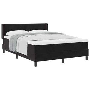 vidaXL Pat cu arcuri cu saltea cu headboard Negru 200 x 160 cm Catifea