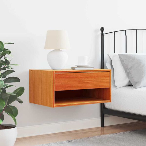 vidaXL Noptieră Maroniu cerat 50 x 32,5 x 24 cm Lemn masiv de pin