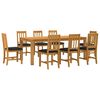 vidaXL Set de dining 9 buc. Negru Lemn de stejar masiv