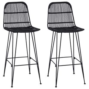 vidaXL Scaun de bar 2 buc. Negru 44 x 55 x 109 cm Rattan și oțel