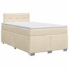 vidaXL Pat boxspring cu saltea cu headboard Crem 120 x 200 cm Țesătură