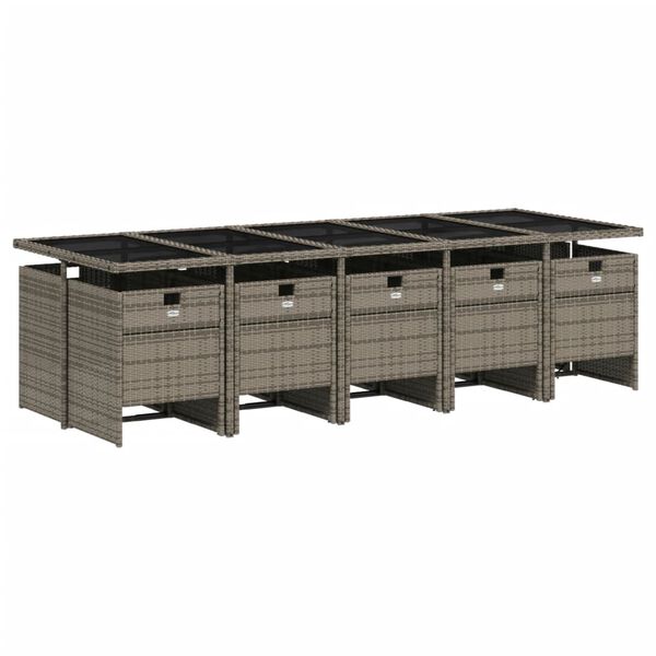 vidaXL Set mobilier de grădină cu perne, 11 piese, gri, poliratan