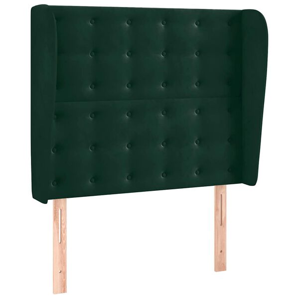 vidaXL Tăblie pat cu aripioare verde &icirc;nchis 83x23x118/128 cm catifea