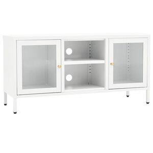 vidaXL Dulap TV, alb, 105x35x52 cm, oțel și sticlă