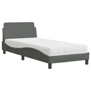 vidaXL Pat cu saltea, Dover, gri &icirc;nchis, 80x200 cm, textil