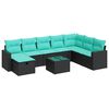vidaXL Set mobilier de grădină cu perne, 9 piese, negru, poliratan