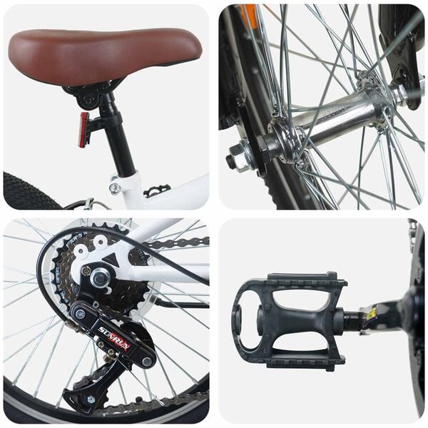 vidaXL Kids Mountain Bike 20 Inci 6-Speed pentru 5-8 ani Alb