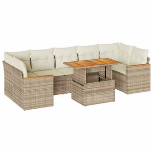 vidaXL Set canapele grădină cu perne 8 piese bej poliratan/lemn acacia