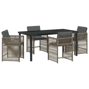 vidaXL Set de masă pentru grădină 5 pcs Gri poliratan