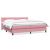 vidaXL Pat box spring cu saltea, roz, 180x210 cm, catifea