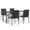vidaXL Set mobilier de grădină, 5 piese, negru, textilenă și oțel