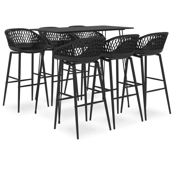 vidaXL Set mobilier de bar, 7 piese, negru
