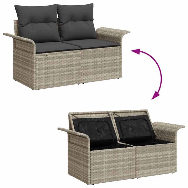 vidaXL Set de canapele pentru grădină 7 pcs Gri deschis Rattan poli