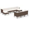 vidaXL Set mobilier de grădină cu perne, 10 piese, maro, poliratan