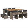 vidaXL Set mobilier de grădină cu perne, 11 piese, gri, poliratan