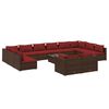 vidaXL Set mobilier de grădină cu perne, 13 piese, maro, poliratan