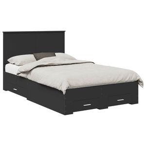 vidaXL Cadru de pat cu headboard Negru 135 x 190 cm Lemn compozit