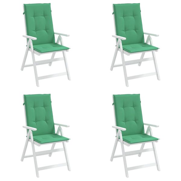 vidaXL Perne scaun cu spătar &icirc;nalt, 4 buc., verde, 120x50x3 cm, textil