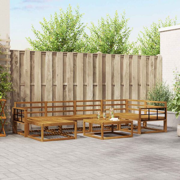 vidaXL Set de canapele de exterior 7 pcs natural Lemn Solid de Acacia