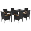 vidaXL Set mobilier de grădină cu perne 7 piese negru poliratan&sticlă