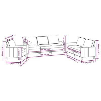 vidaXL Set de canapele cu perne, 3 piese, gri închis, catifea