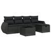 vidaXL Set mobilier de grădină cu perne, 6 piese, negru, poliratan