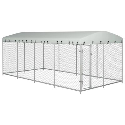 vidaXL Padoc pentru câini de exterior, cu acoperiș, 8 x 4 x 2,3 m