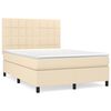 vidaXL Pat continental cu saltea, crem, 140x200 cm, material textil