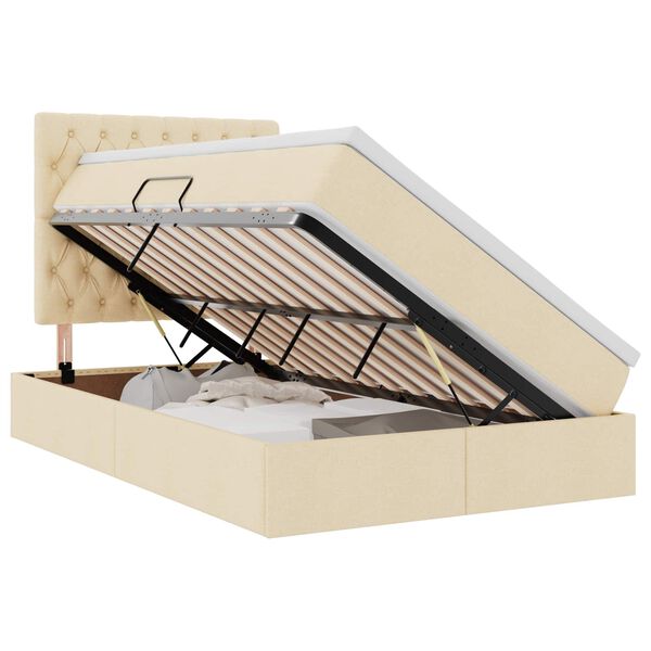 vidaXL Pat cu storage cu saltea Creme 120 x 200 cm Piele artificială